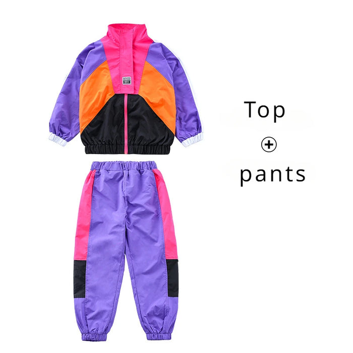 Kid Festival Hip Hop Dancing Outfits Green Sweatshirt Crop