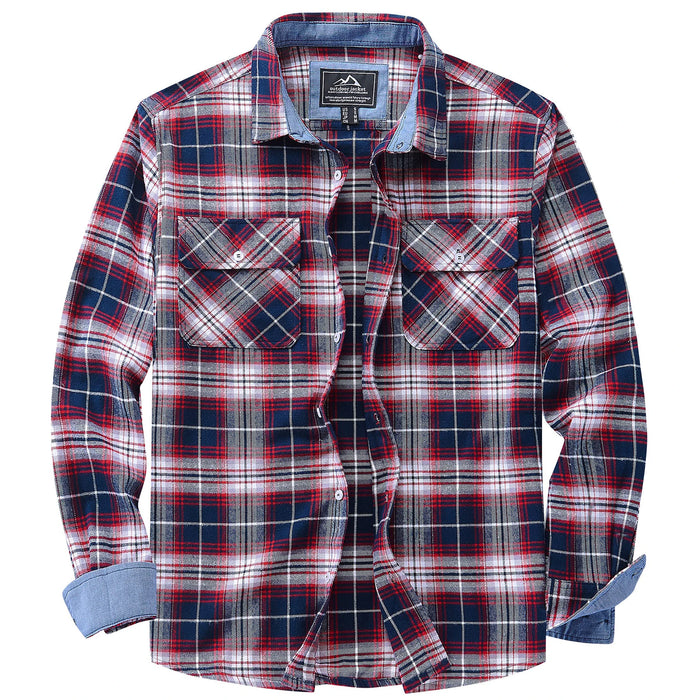Magcomsen Autumn Windproof Mens Flannel Shirt Warm Long