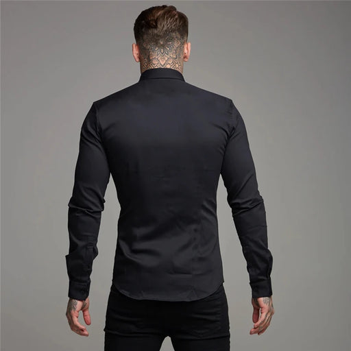 Autumn Fashion Long Sleeve Shirt Mens Spring Super Slim Fit