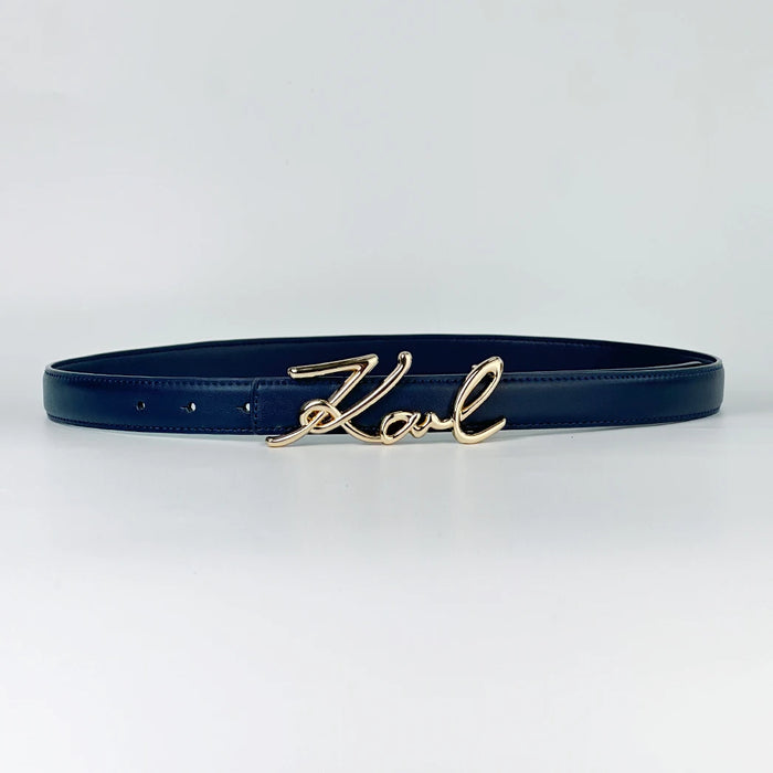 Womens Belt With Wavy Letter Alloy Buckle Meticulously