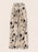 Ladies Abstract Print Belt Casual Wide Leg Pants