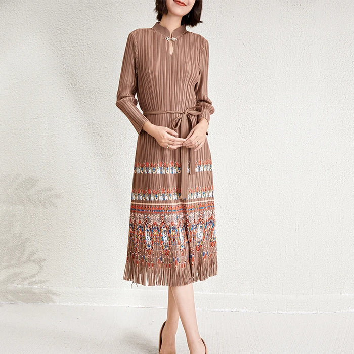Ladies Dresses 2025 Elegant Casual Dresses Miyake Pleated