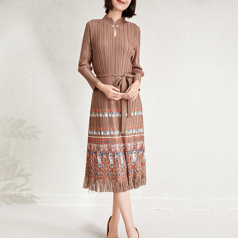 Ladies Dresses 2025 Elegant Casual Dresses Miyake Pleated