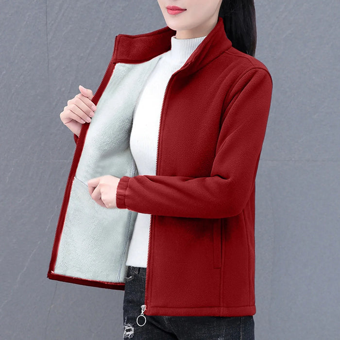 Women Plush Short Jacket Winter Autumn Polar Fleece