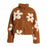 Womens Floral Fleece Jackets Winter Zipper Cropped Coat