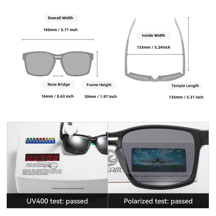 Kdeam New Polarized Photochromic Sunglasses Unisex Size