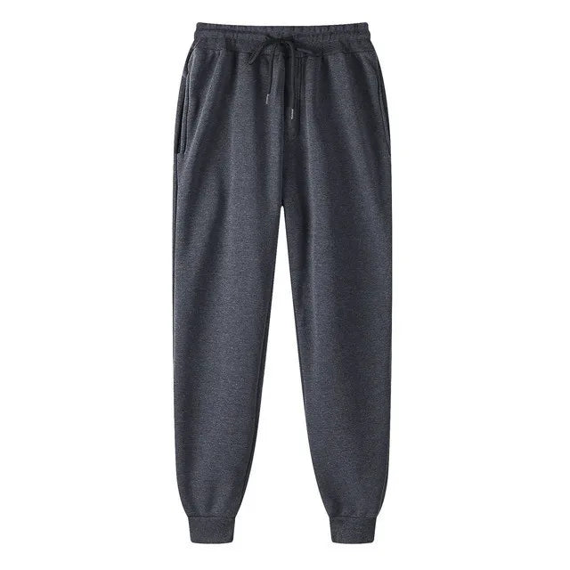 Plain Fleece Sweatpants Men Sportswear Black Jogging Pants
