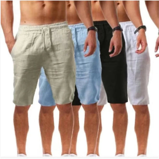 Oversized Casual Soild Shorts Men Summer Cotton Linen