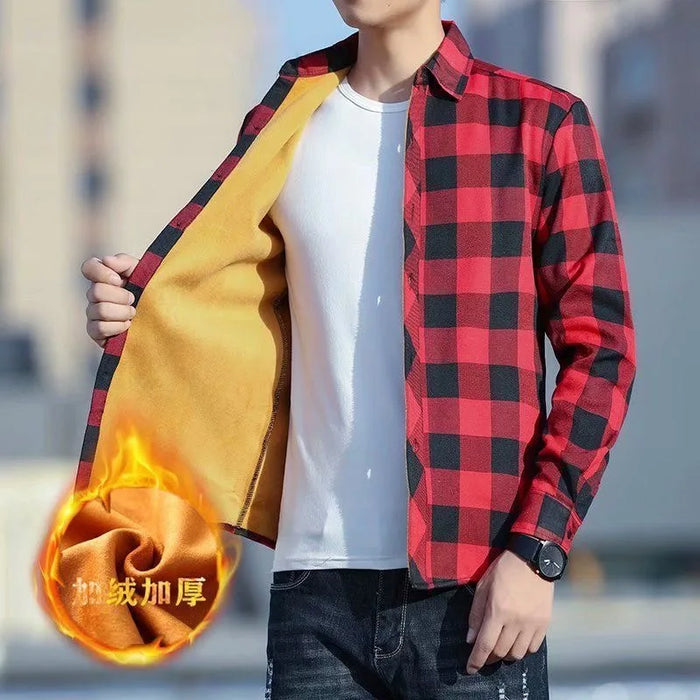 Autumn Winter New Fashion Trend Thickened Warm Plaid Shirt