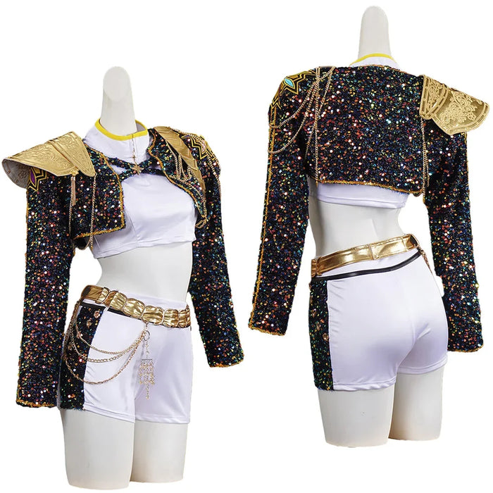 Kid Girls Rumi K Pop Demon Hunter Cosplay Kids Black Gloden