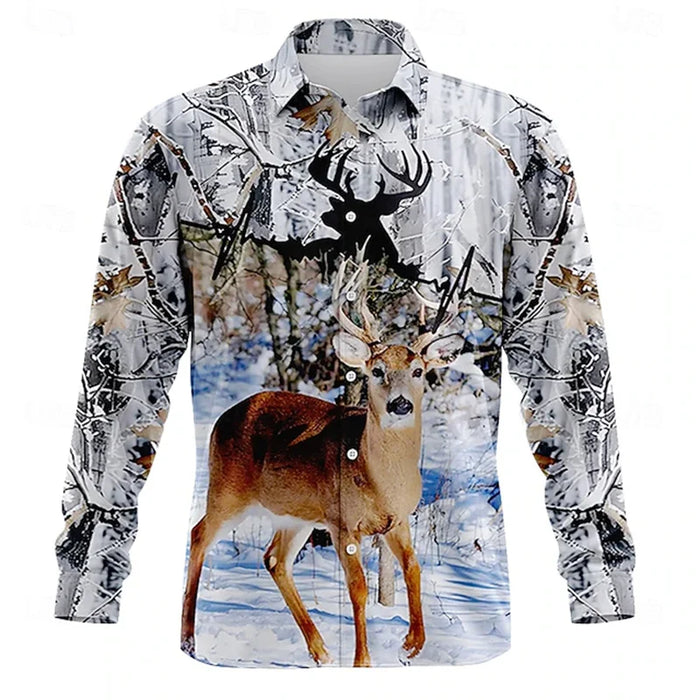 2026 New Mens Christmas Shirt Button Long Sleeve Fun