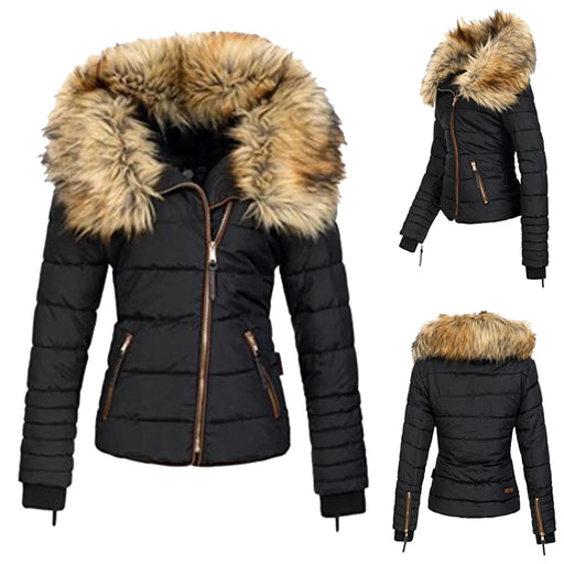 Solid Color Winter Waist In Down Jackets For Women Full Zip