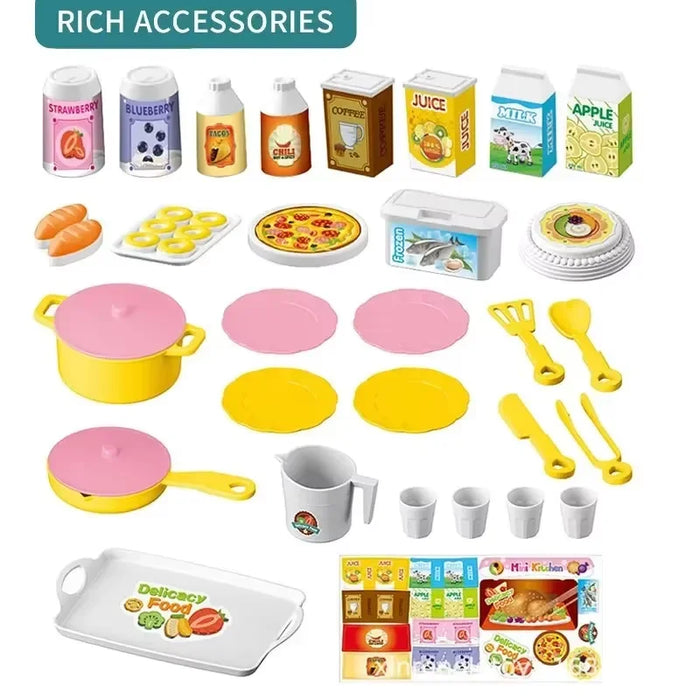 Kids Mini Kitchen Counter Play Set Diy Simulated Cooking