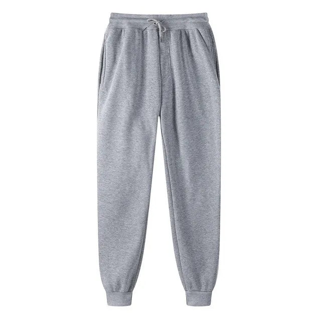 Plain Fleece Sweatpants Men Sportswear Black Jogging Pants