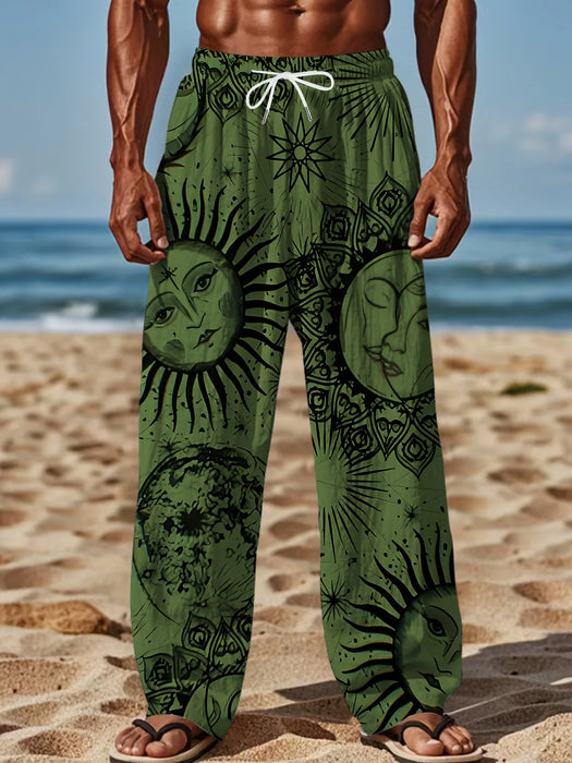 Mens Comfortable Drawstring Beach Pants 3D Flag Printed