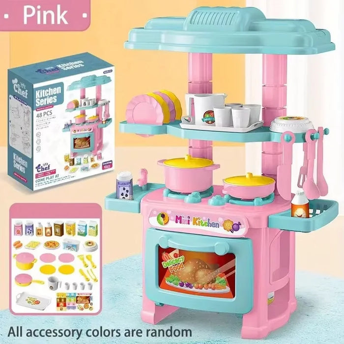 Kids Mini Kitchen Counter Play Set Diy Simulated Cooking