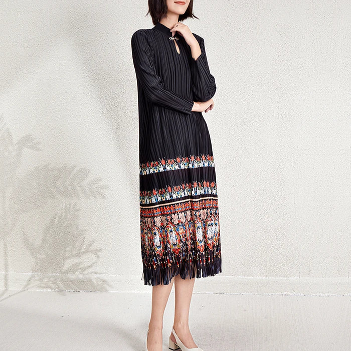 Ladies Dresses 2025 Elegant Casual Dresses Miyake Pleated