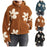 Womens Floral Fleece Jackets Winter Zipper Cropped Coat