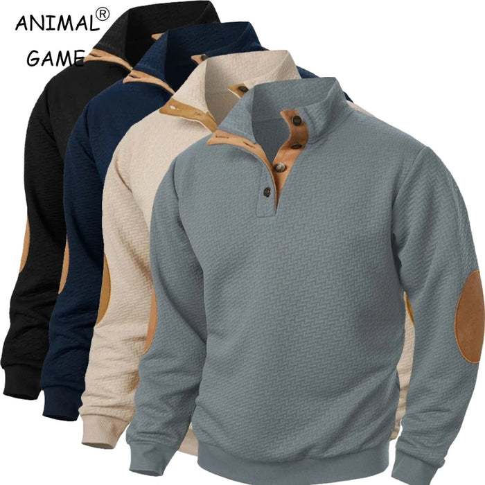 New Mens Heavyweight Sweatshirt Casual Long Sleeve Stand