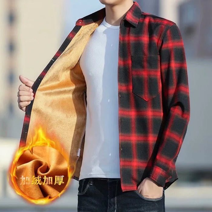 Autumn Winter New Fashion Trend Thickened Warm Plaid Shirt