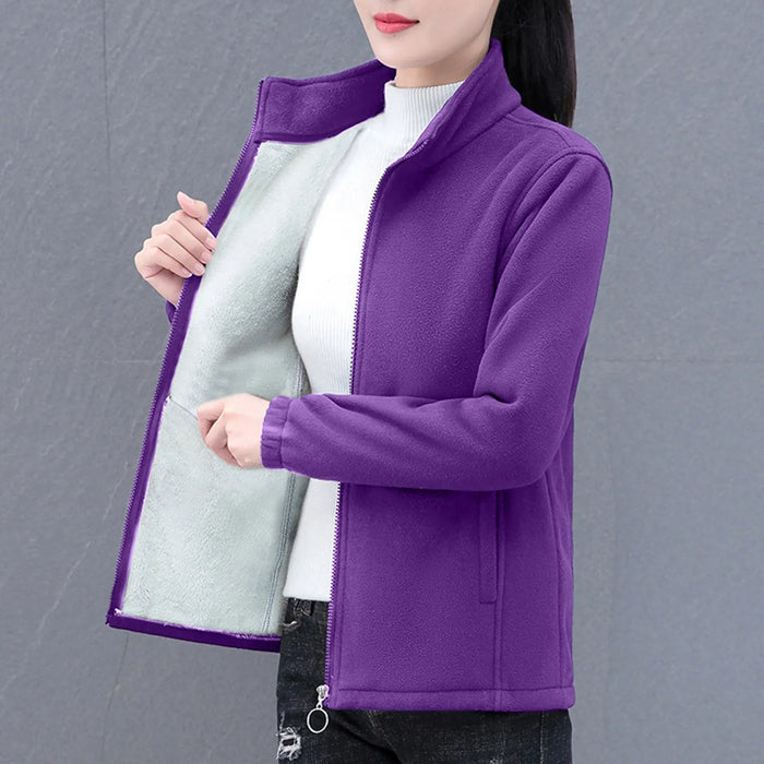 Women Plush Short Jacket Winter Autumn Polar Fleece