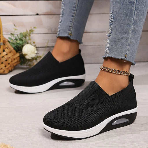 2025 Womens Shoes Slip On Sneakers Platform Solid Color
