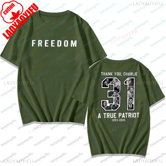 Freedom Charlie Kirk Two Side T Shirt Thank You Charlie Tee