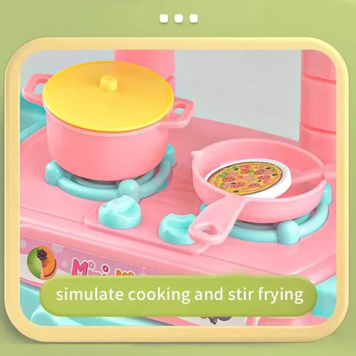 Kids Mini Kitchen Counter Play Set Diy Simulated Cooking
