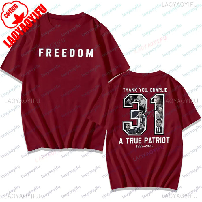 Freedom Charlie Kirk Two Side T Shirt Thank You Charlie Tee