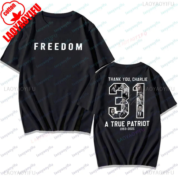 Freedom Charlie Kirk Two Side T Shirt Thank You Charlie Tee