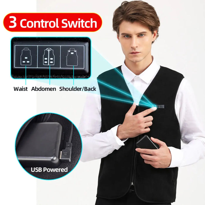 10 Areas Heated Vest Men Women Usb Electric Self Heating
