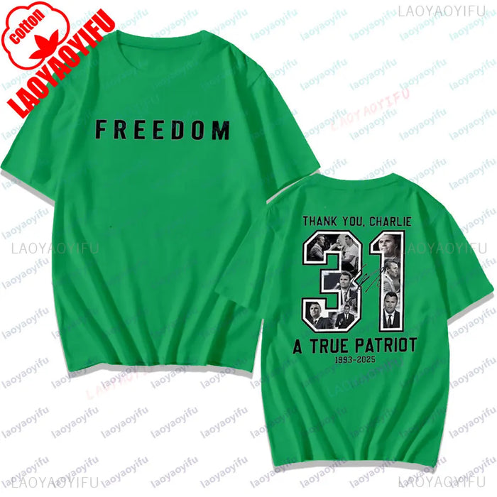Freedom Charlie Kirk Two Side T Shirt Thank You Charlie Tee