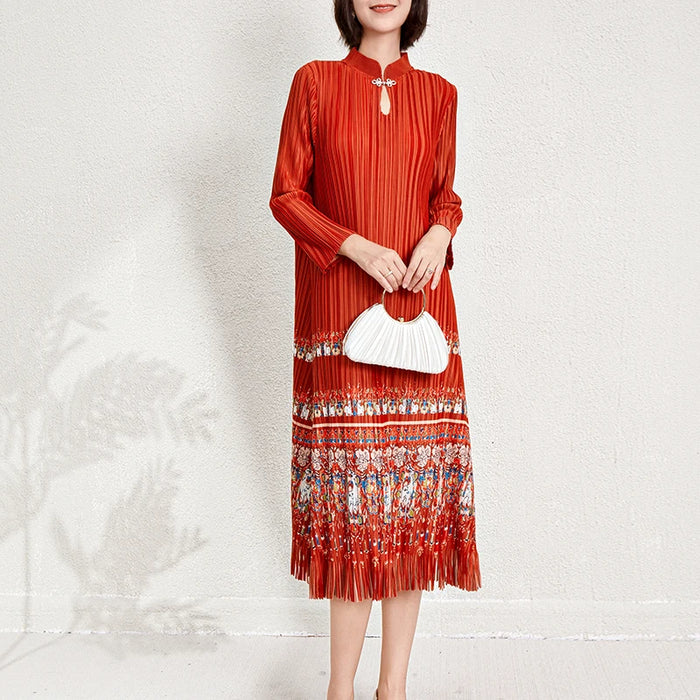 Ladies Dresses 2025 Elegant Casual Dresses Miyake Pleated