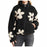 Womens Floral Fleece Jackets Winter Zipper Cropped Coat