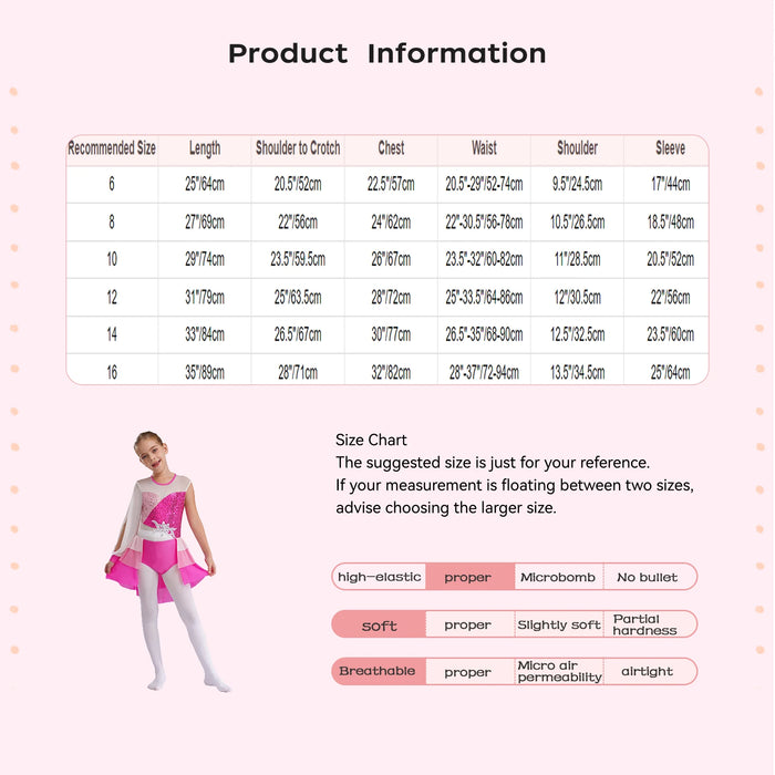 Kid Girl Lyrical Modern Dance Costume One Shoulder Tiered