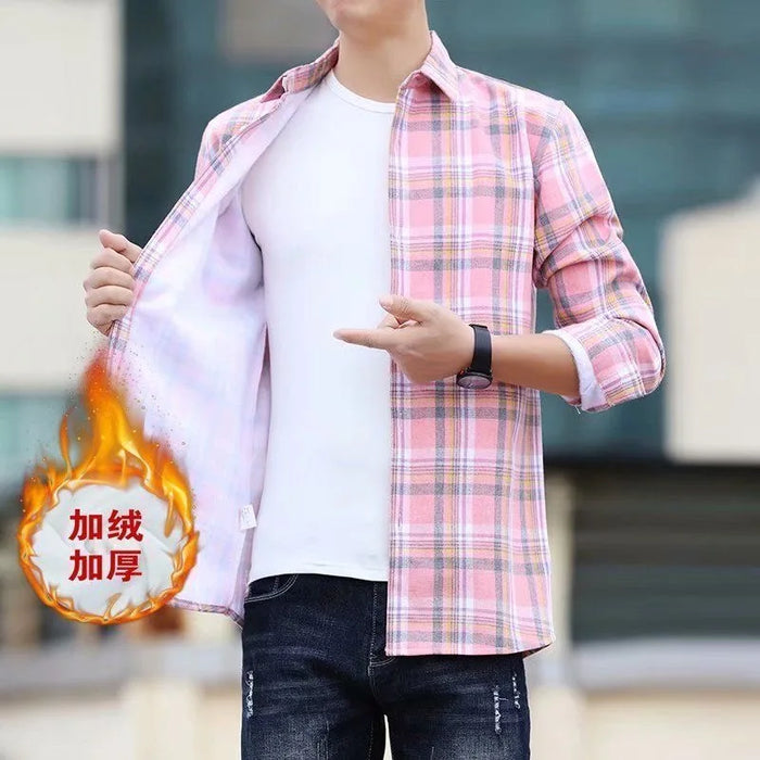 Autumn Winter New Fashion Trend Thickened Warm Plaid Shirt