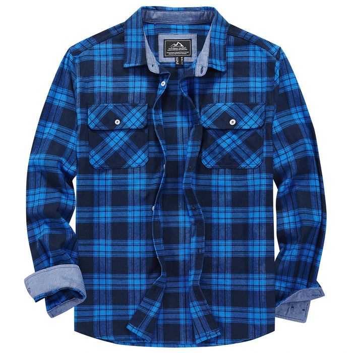 Magcomsen Autumn Windproof Mens Flannel Shirt Warm Long