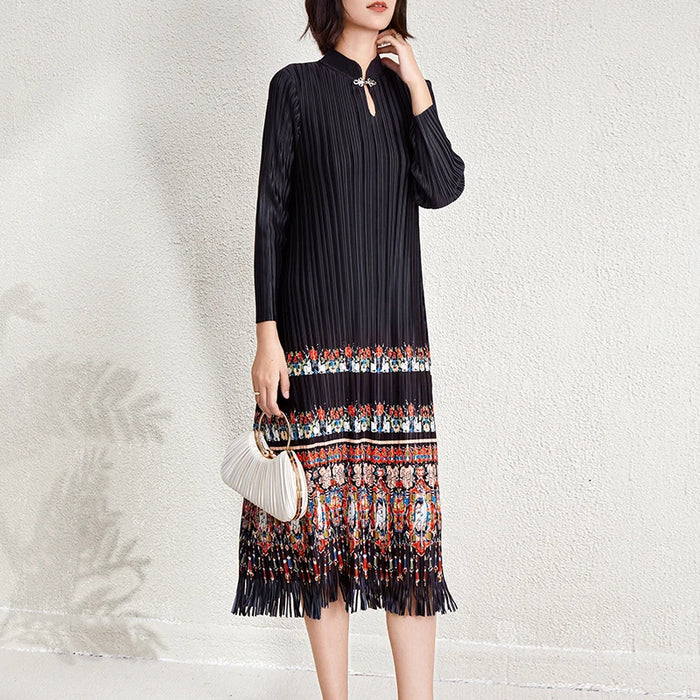 Ladies Dresses 2025 Elegant Casual Dresses Miyake Pleated