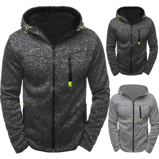 Mens Hoodie With Side Zipper Pockets Thin Wool Solid Color