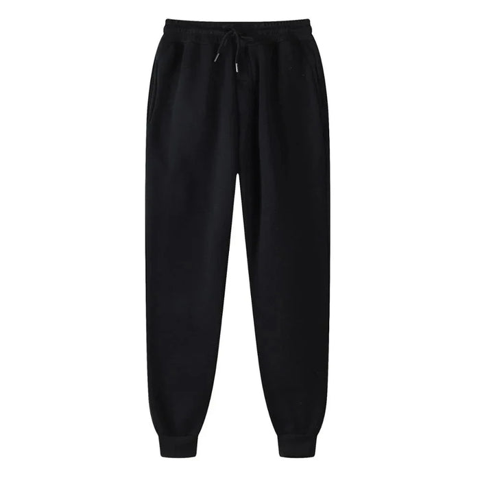 Plain Fleece Sweatpants Men Sportswear Black Jogging Pants