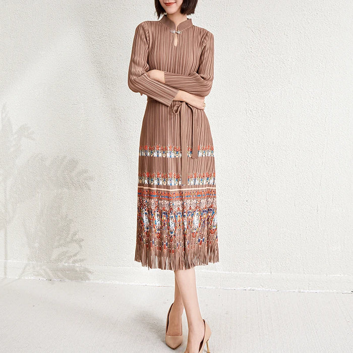 Ladies Dresses 2025 Elegant Casual Dresses Miyake Pleated